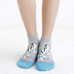 ZENANA  2 PAIRS GRAY AND BLUE SURFING DALMATIAN ANKLE SOCKS SIZE OS NWT
